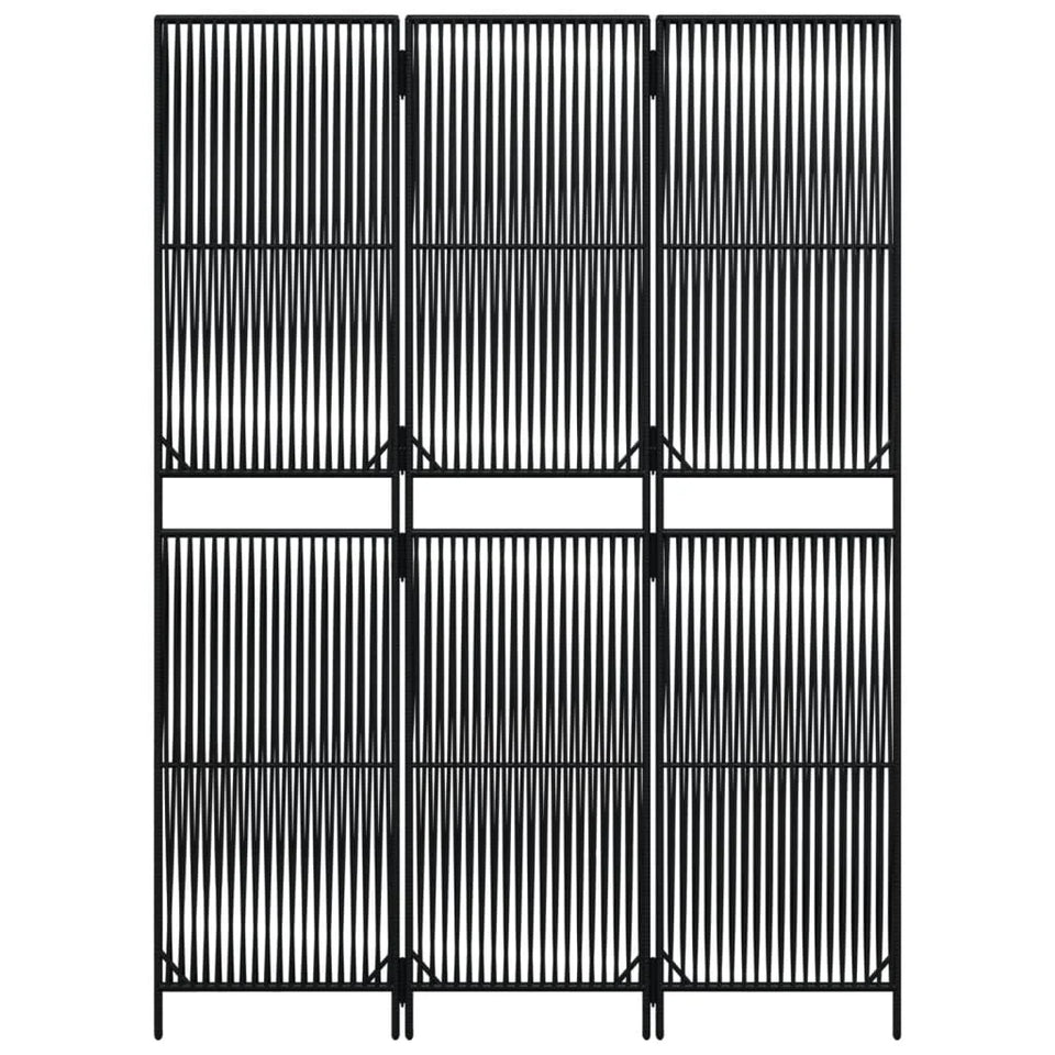 Paravent Poly Rotin Noir 3 Panneaux — Cloison Tressée Légère & Décorative