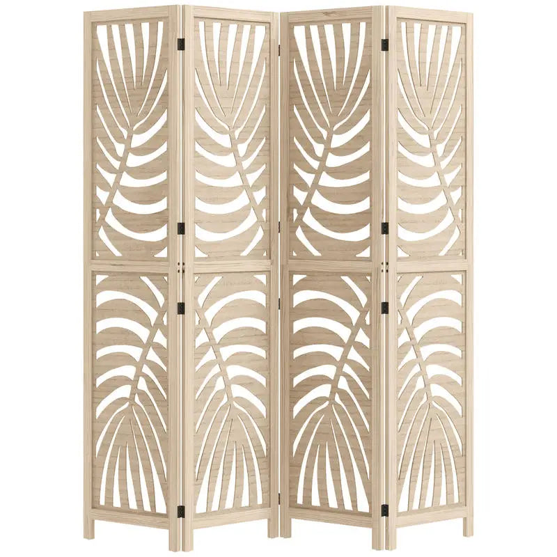 Paravent 4 Panneaux Motif Feuilles de Palmier — Cloison Décorative Tropicale Modulable