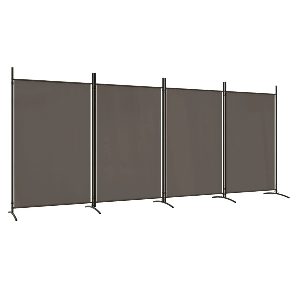 Paravent 4 Panneaux Tissu Anthracite — Grande Cloison 346 × 180 cm