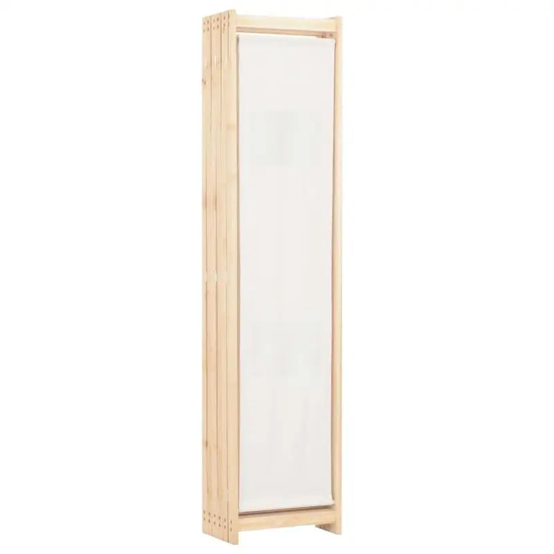 Paravent 6 Panneaux Tissu Crème & Sapin Massif — Cloison 240 × 170 cm
