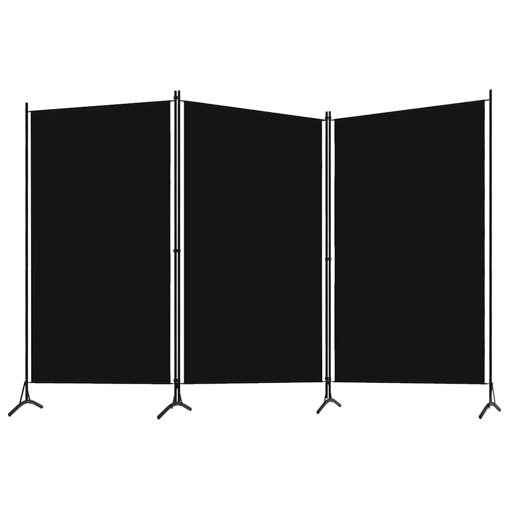 Paravent 3 Panneaux Tissu Noir — Cloison Épurée Salon & Chambre 260 × 180 cm