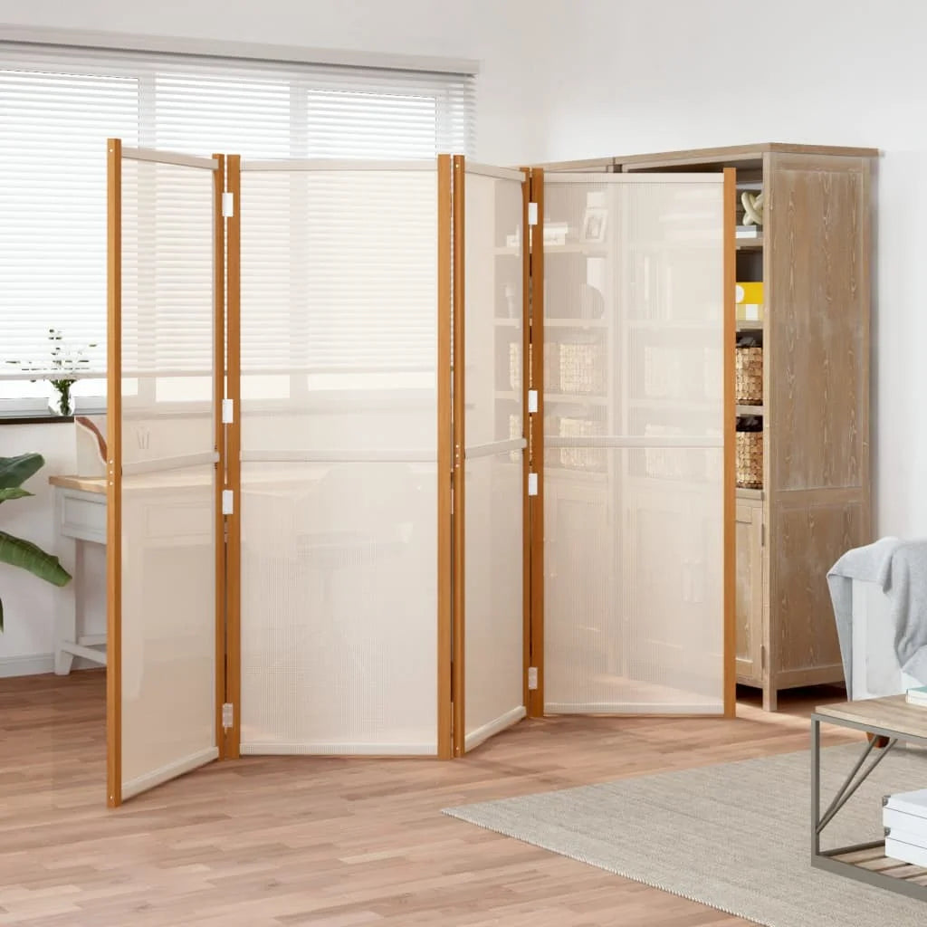 Paravent 4 Panneaux Tissu Blanc Crème — Grand Séparateur 280 × 180 cm