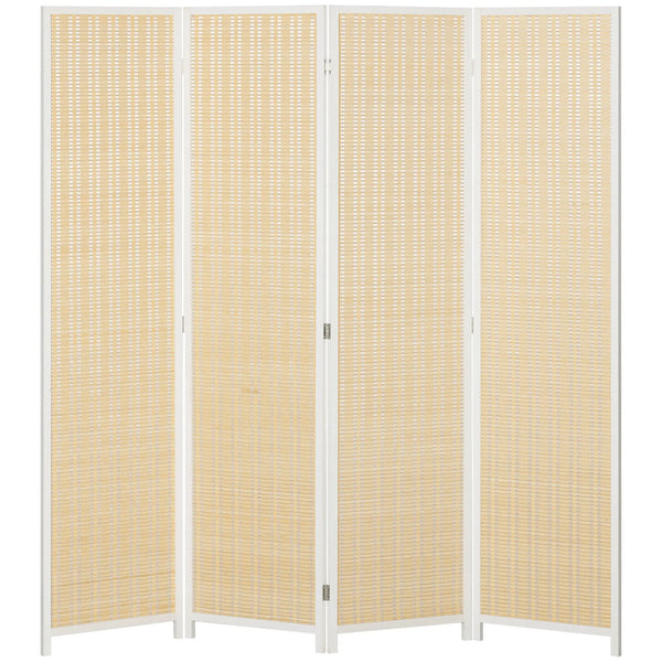 Paravent 4 Panneaux Bambou & Papier Tressé — Séparateur Portable Naturel