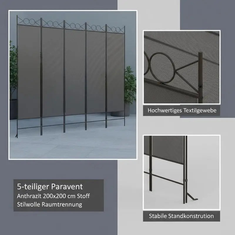 Paravent 4 Panneaux en Tissu — Séparateur Léger & Discret