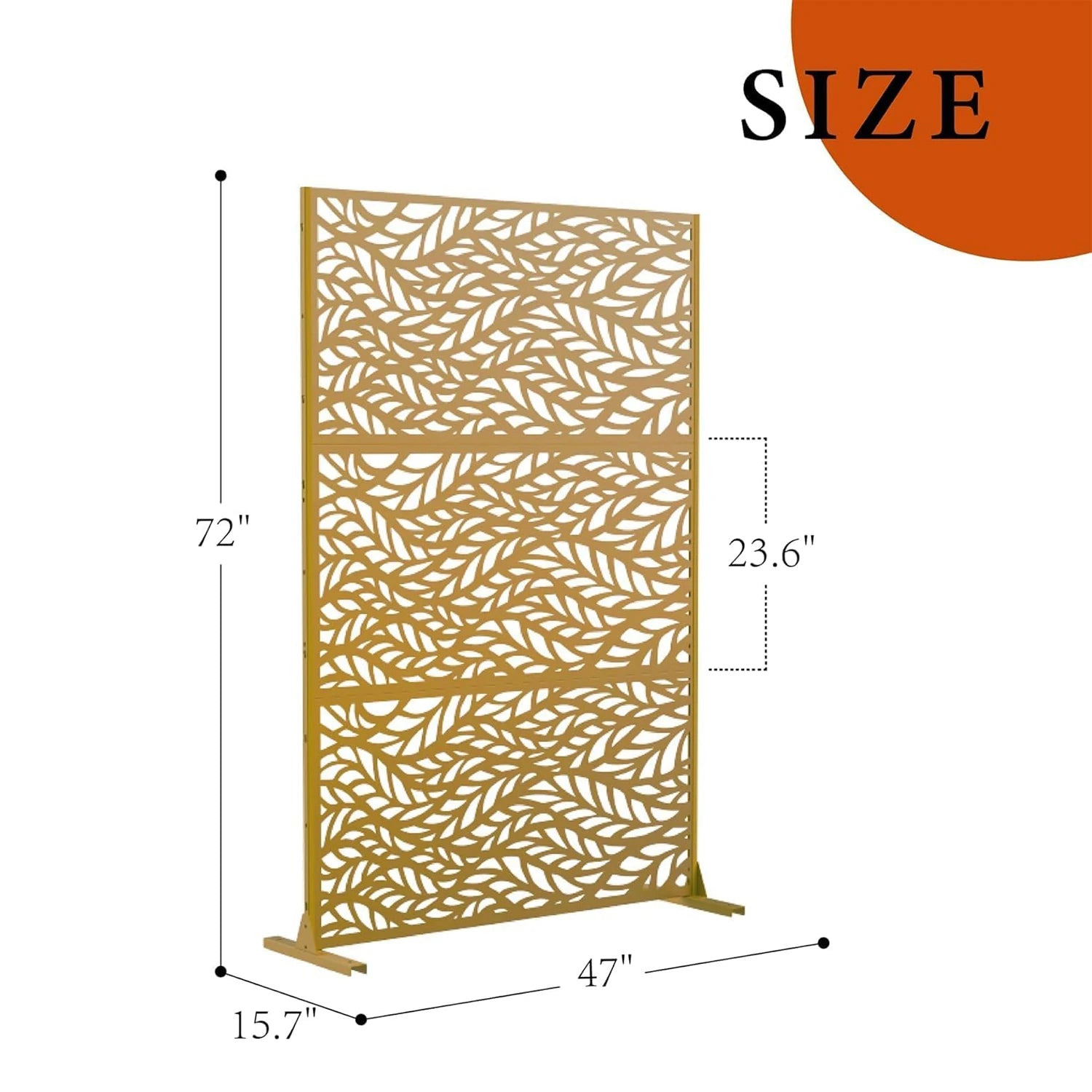 Paravent Métal Extérieur 183 cm — Motif Feuilles Brun, Autoportant, Balcon & Terrasse