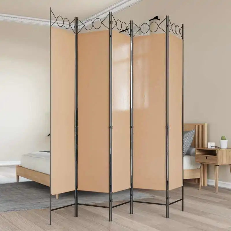 Paravent 3 Panneaux Tissu Beige — Cloison Pliable, Protection Solaire & Intimité