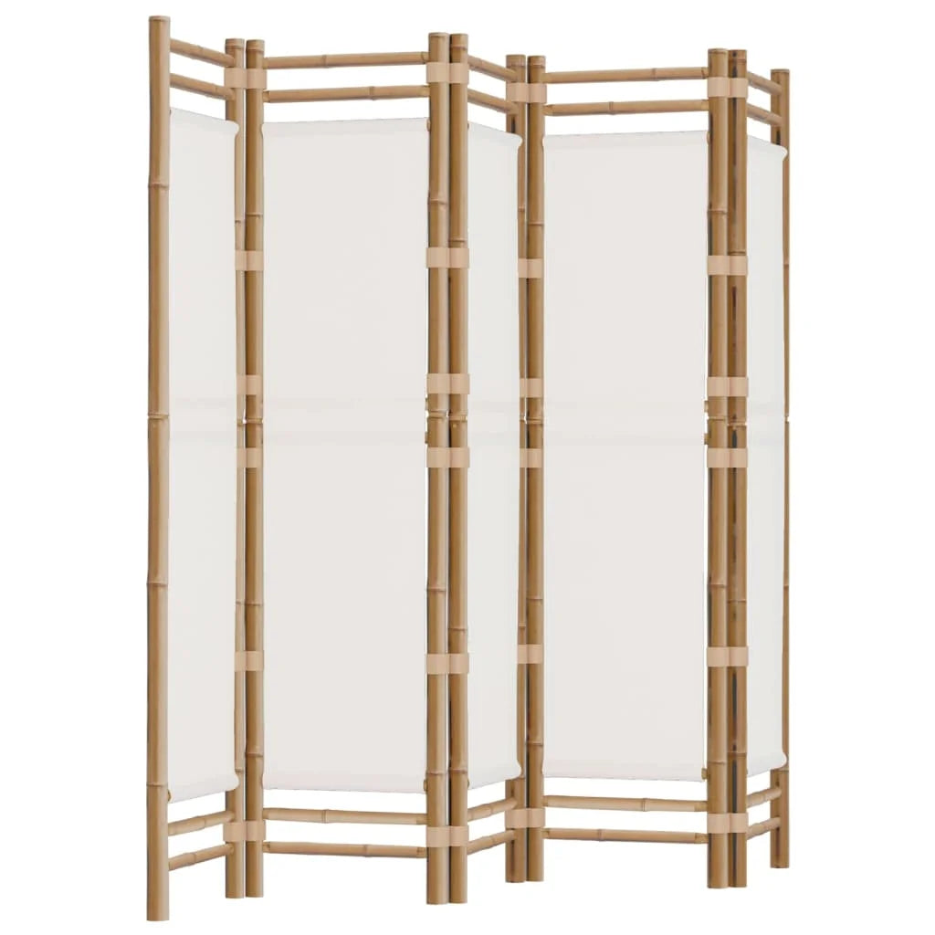 Paravent 5 Panneaux Bambou & Toile — Cloison Légère 200 cm