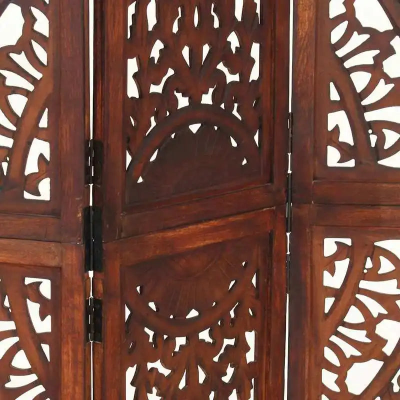 Paravent Sculpté Bois de Manguier Massif — Motif Arabesque Modèle 2