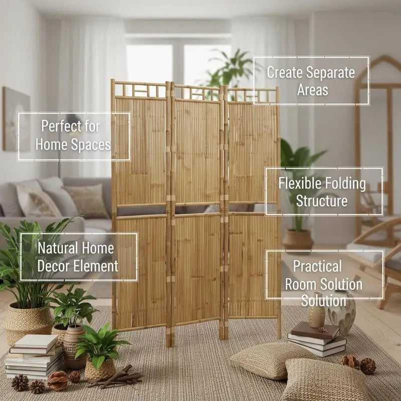Paravent 5 Panneaux Bambou Résistant — Intérieur & Extérieur, 200 × 180 cm