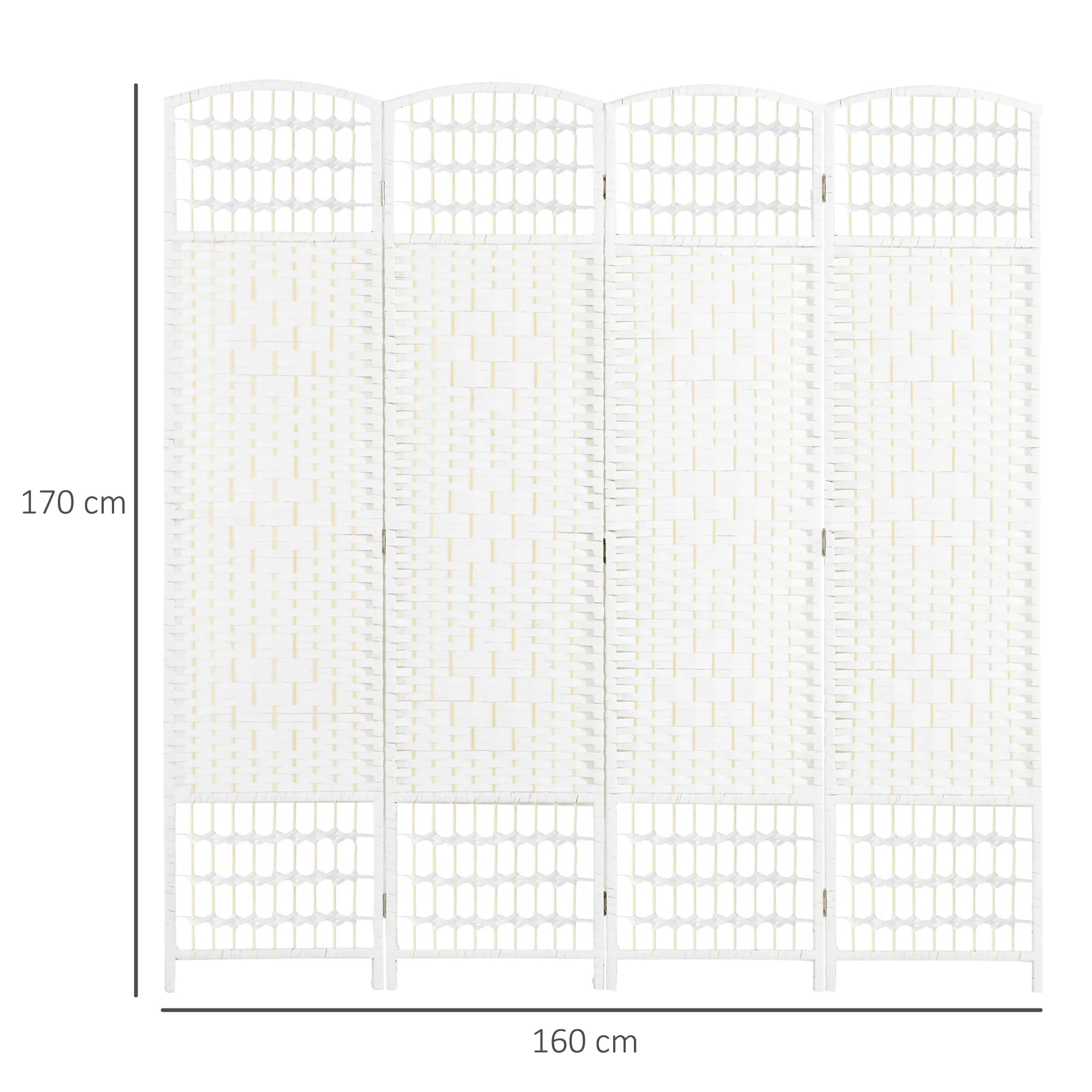 Paravent 4 Panneaux Blanc — Cloison Pliable Chambre & Salon 160 × 170 cm