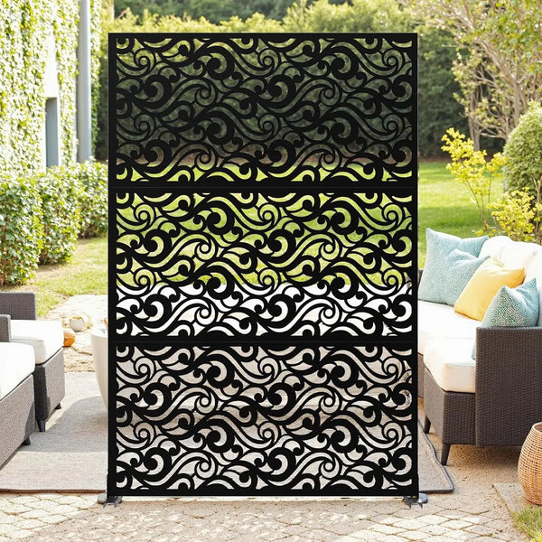Panneau Décoratif Jardin Noir Motif C avec Socle 120×183 cm