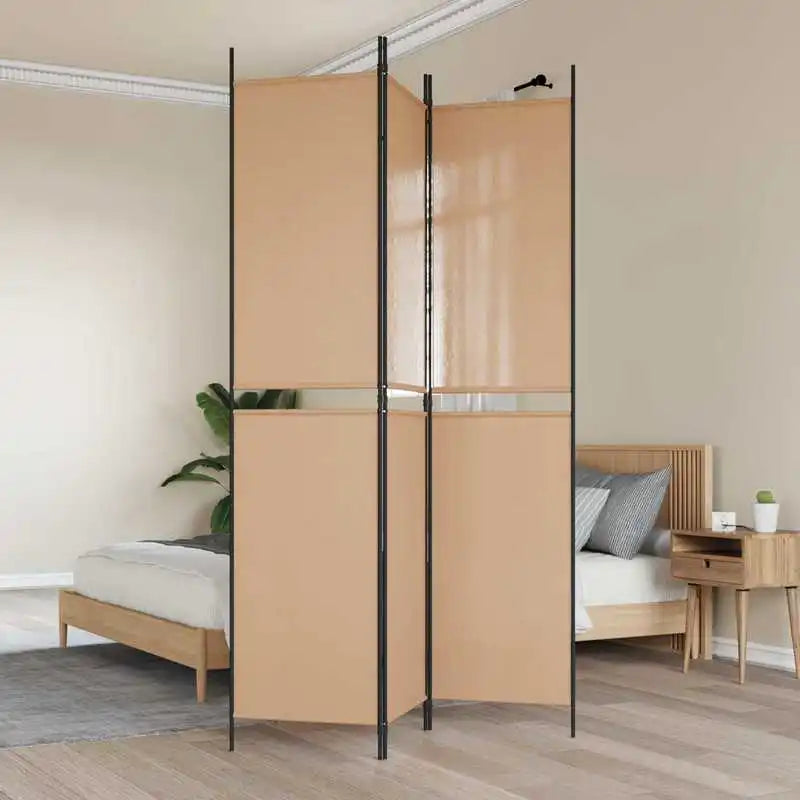 Paravent 3 Panneaux Tissu Beige 150 × 220 cm — Grande Hauteur, Chambre & Salon