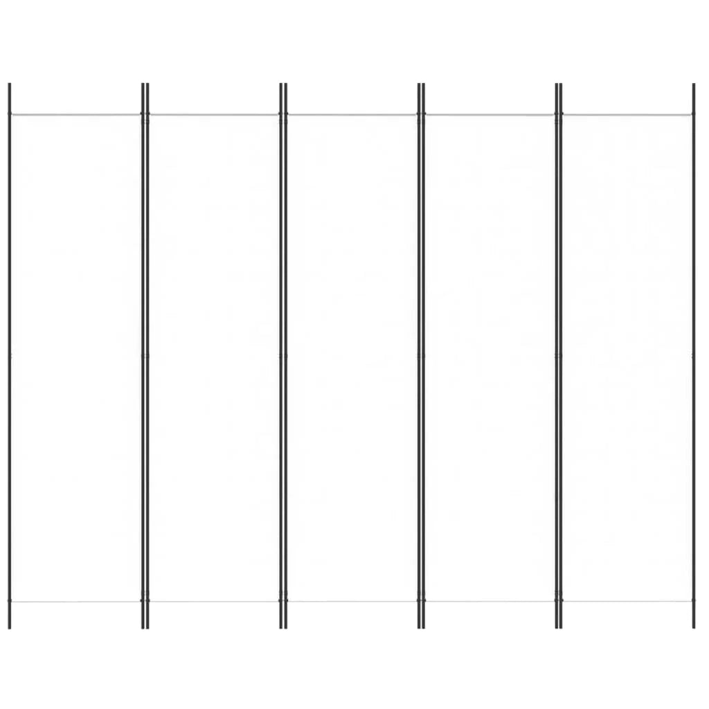 Paravent 5 Panneaux Tissu Blanc 250×200 cm