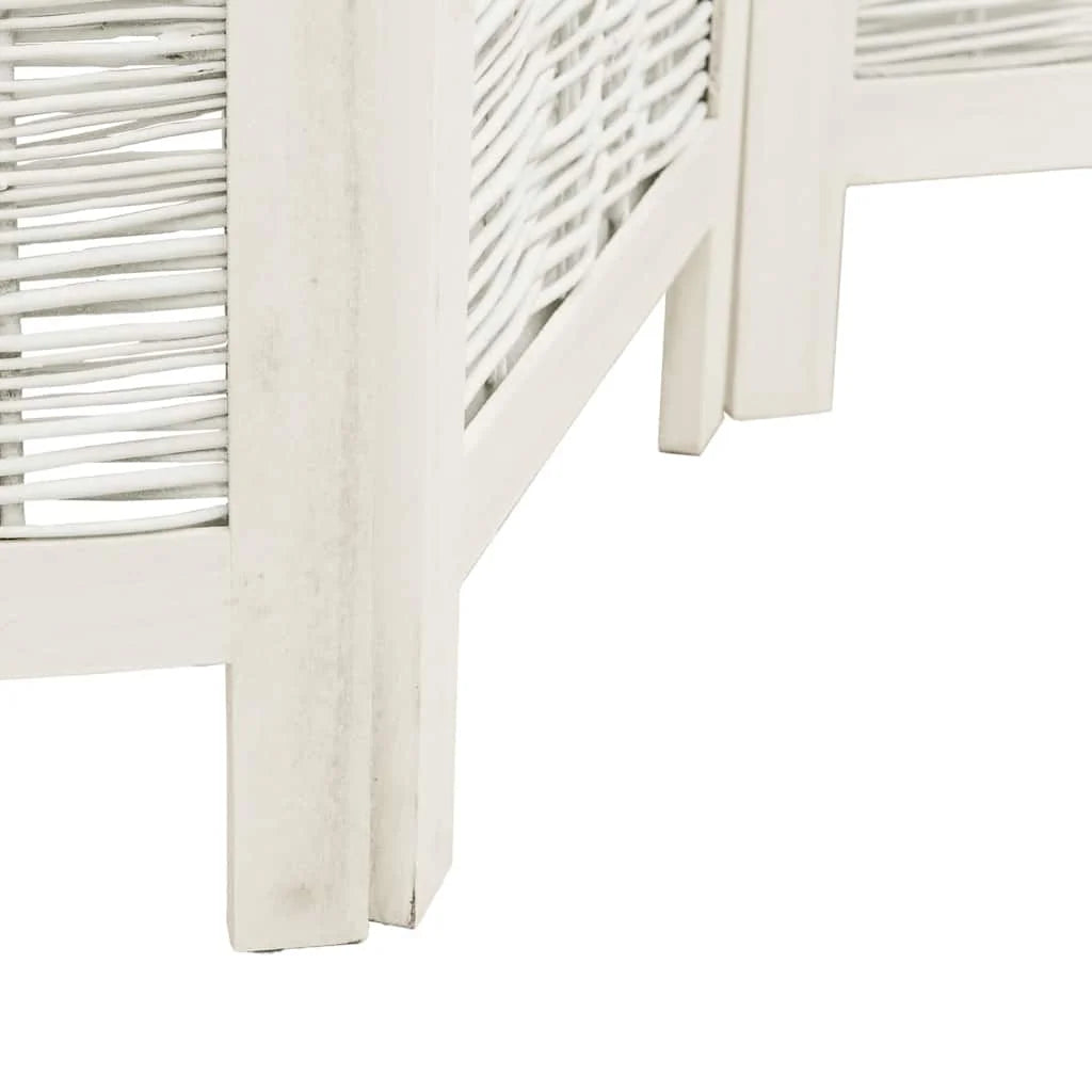 Paravent 6 Panneaux Blanc en Bois de Paulownia — Hauteur au Choix