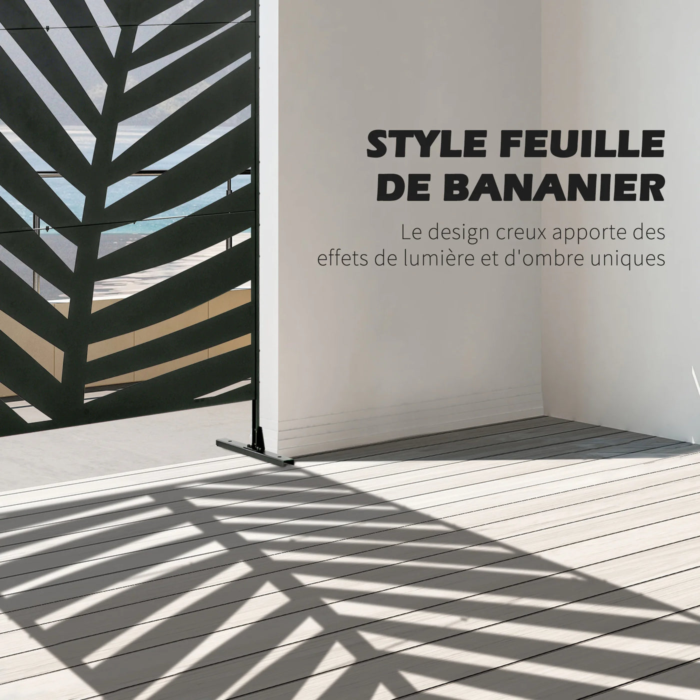 Paravent Extérieur Motif Palmier — Silhouette Raf Noire, Design Tropical