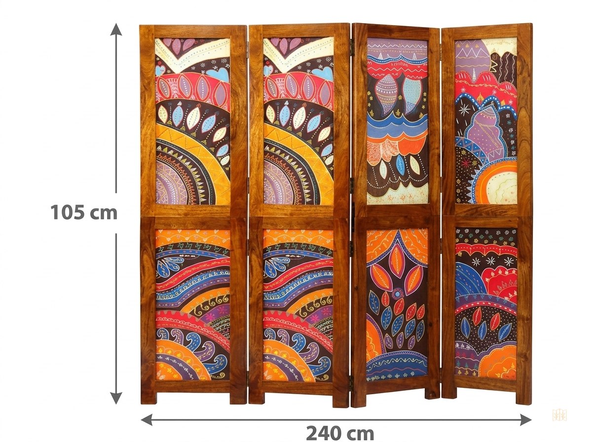 paravent 3 panneaux acacia chocolat 180cm - dimensions