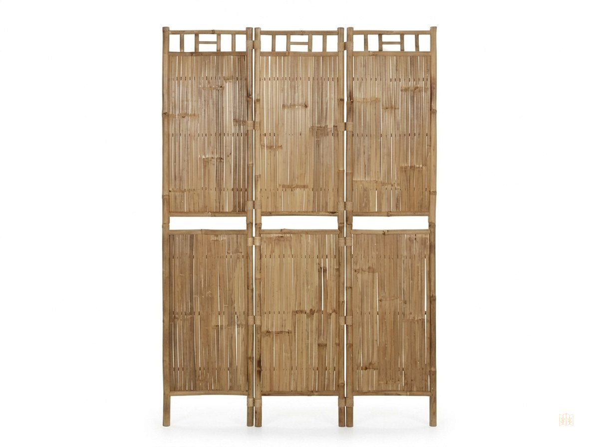 paravent 3 panneaux bambou design tropical - fondsblanc