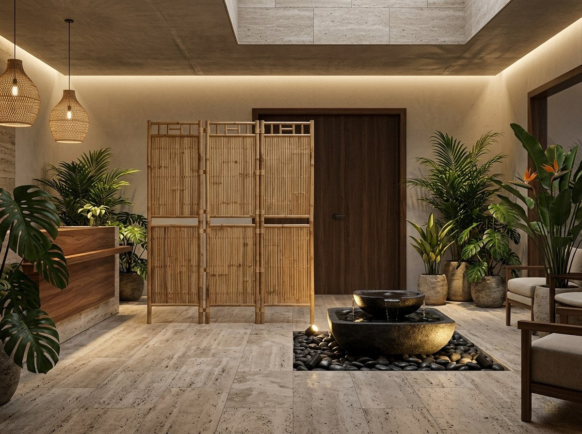 paravent 3 panneaux bambou design tropical - lifestyle2