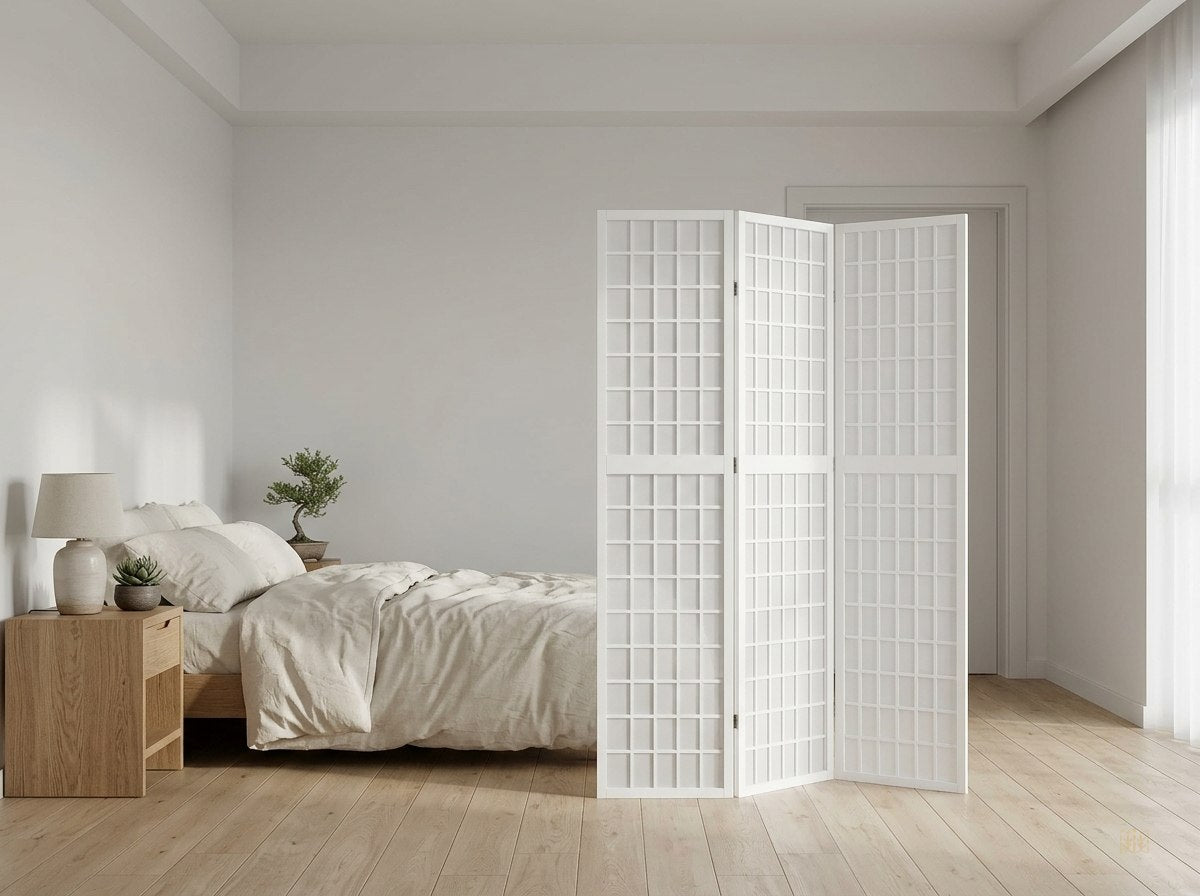 paravent 3 panneaux blanc cloison 120x170 - lifestyle