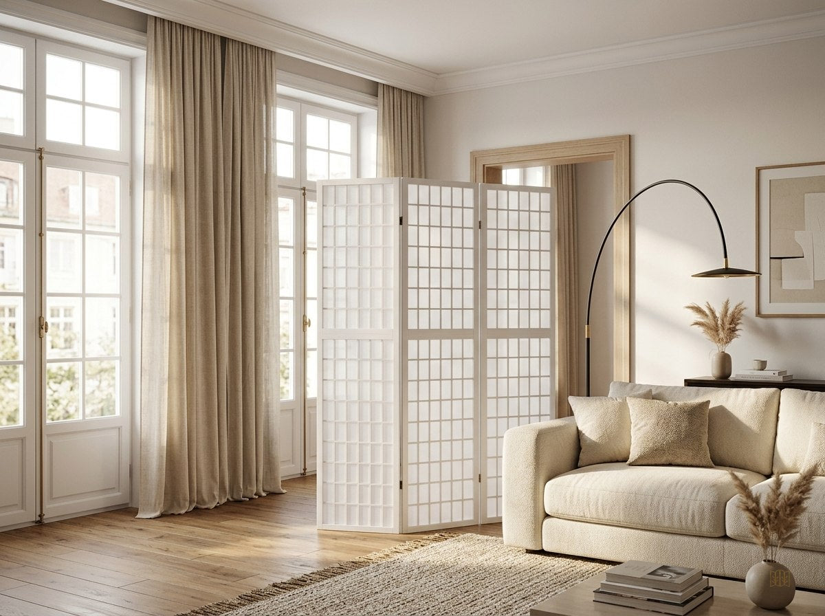 paravent 3 panneaux blanc cloison 120x170 - lifestyle2