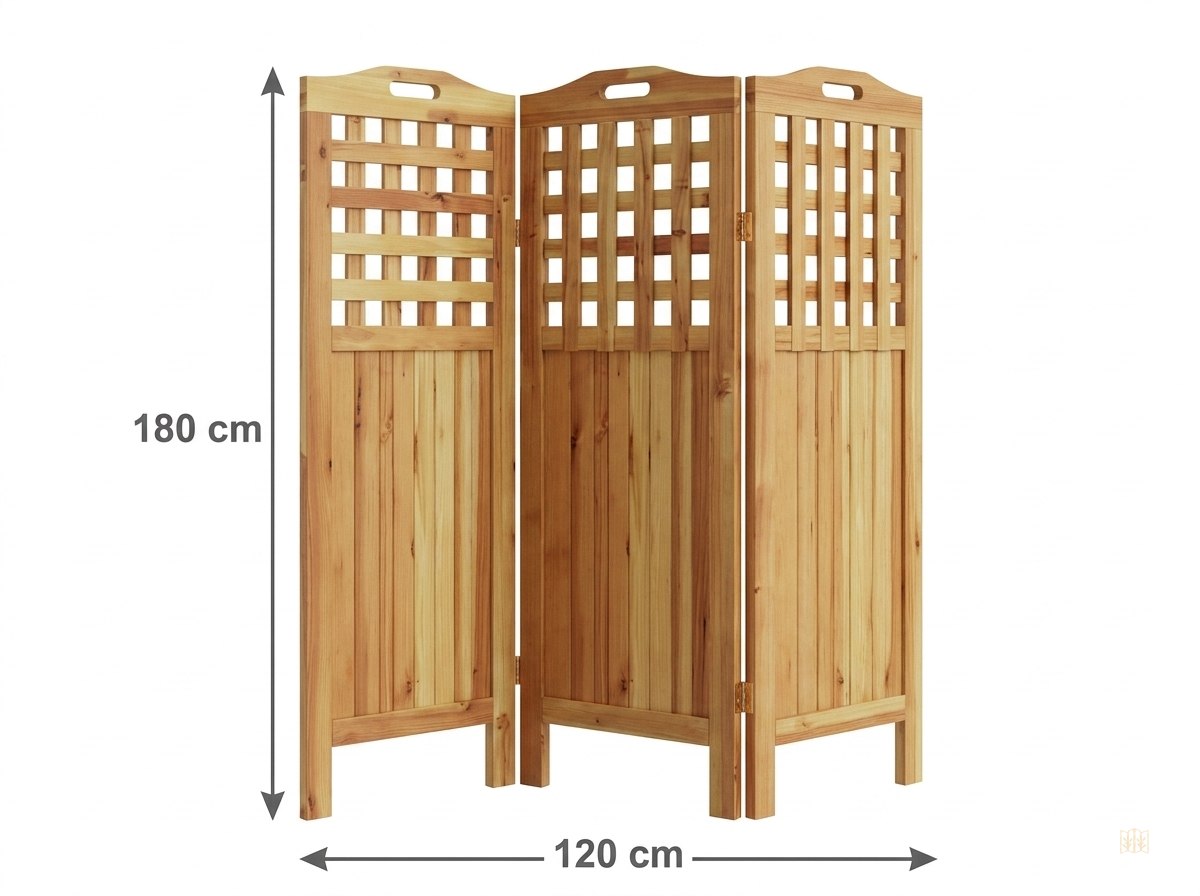 paravent 3 panneaux bois massif naturel robuste - dimensions
