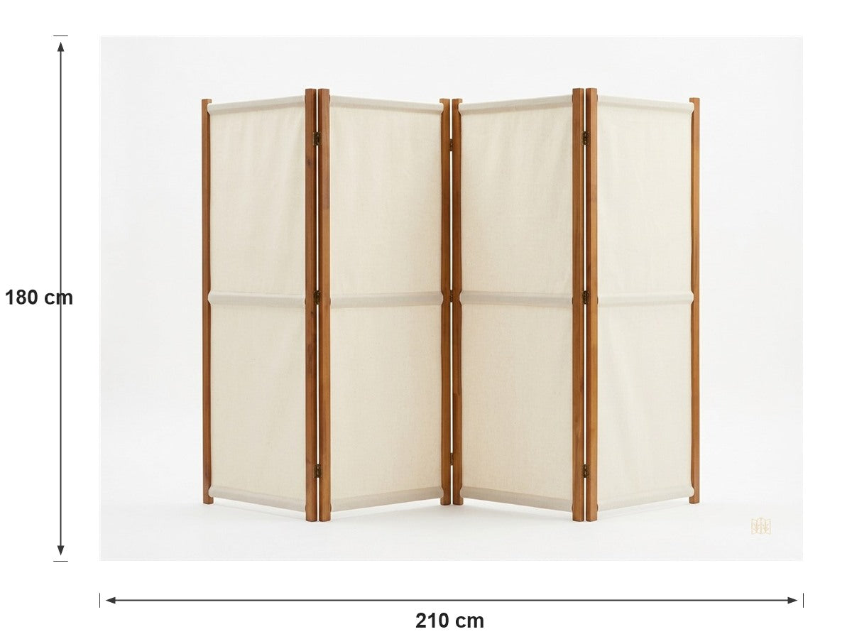 Paravent 3 Panneaux Crème & Blanc 210 × 180 cm — Cloison Légère Premium