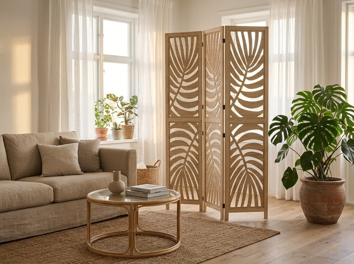 paravent 3 panneaux feuilles tropicales 120x170 - lifestyle