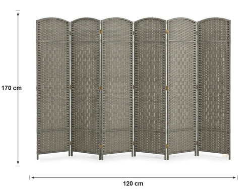Paravent 3 Panneaux Polypropylène & Pin — 15 Charnières Métal, Cloison Robuste & Élégante