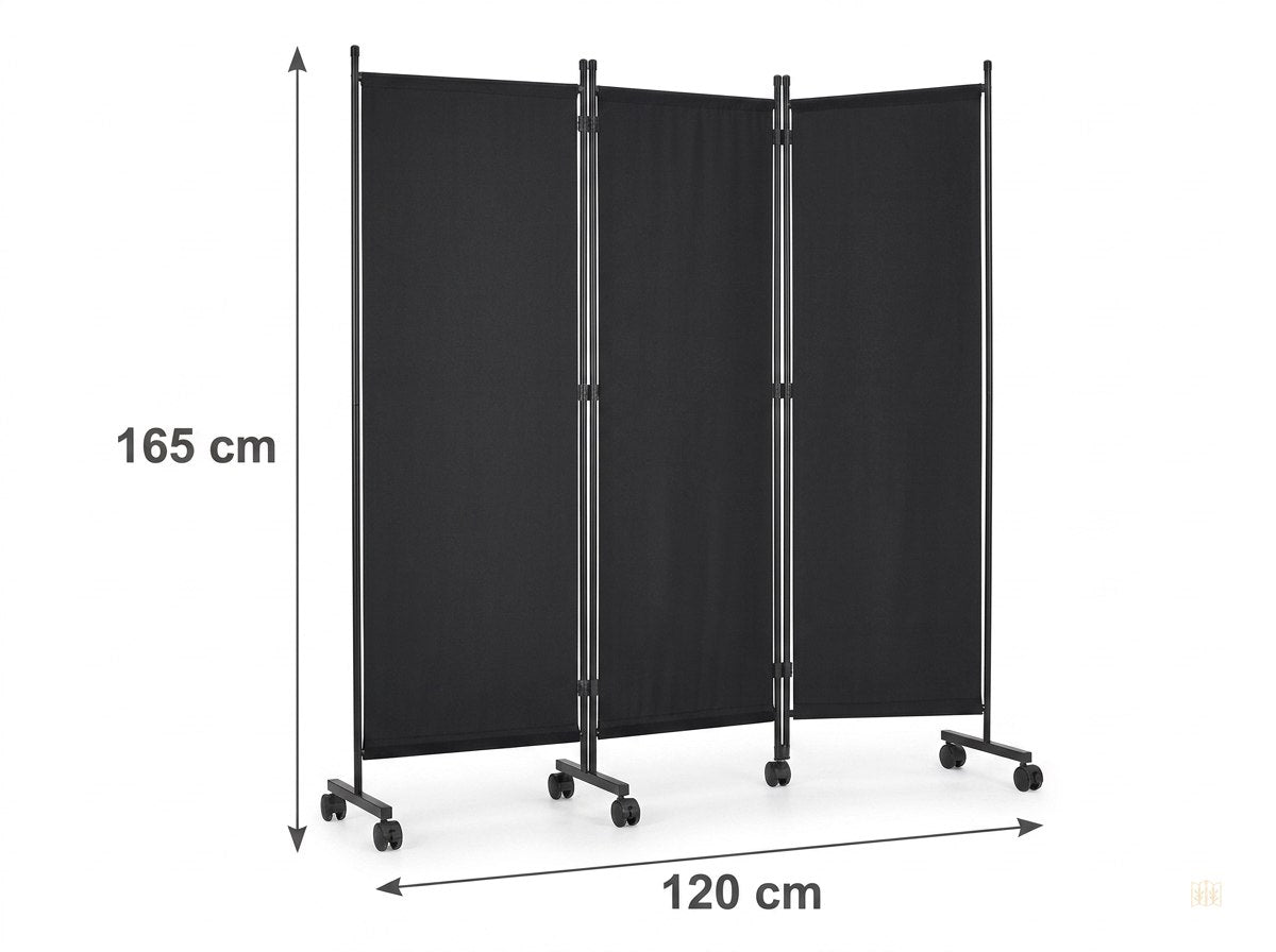 paravent 3 panneaux roulettes mobile interieur - dimensions