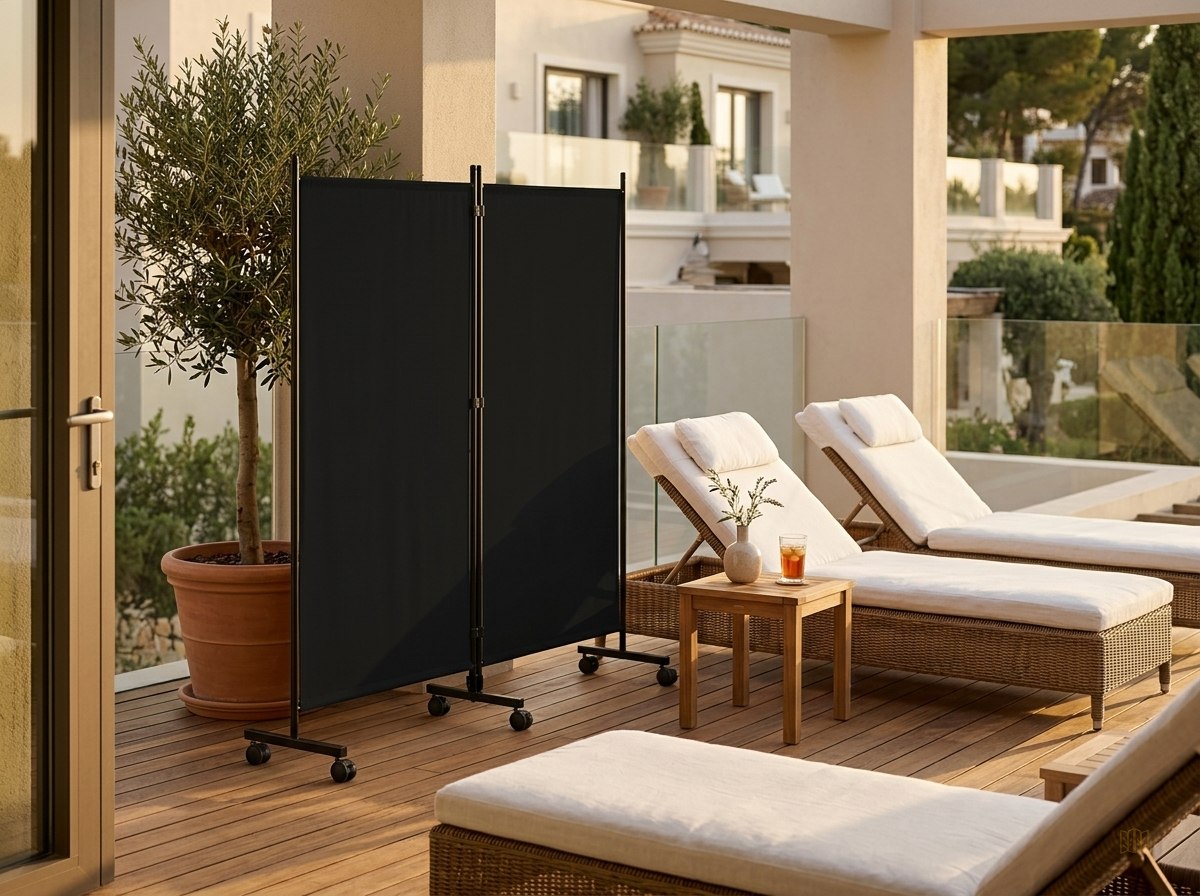 paravent 3 panneaux roulettes mobile interieur - lifestyle