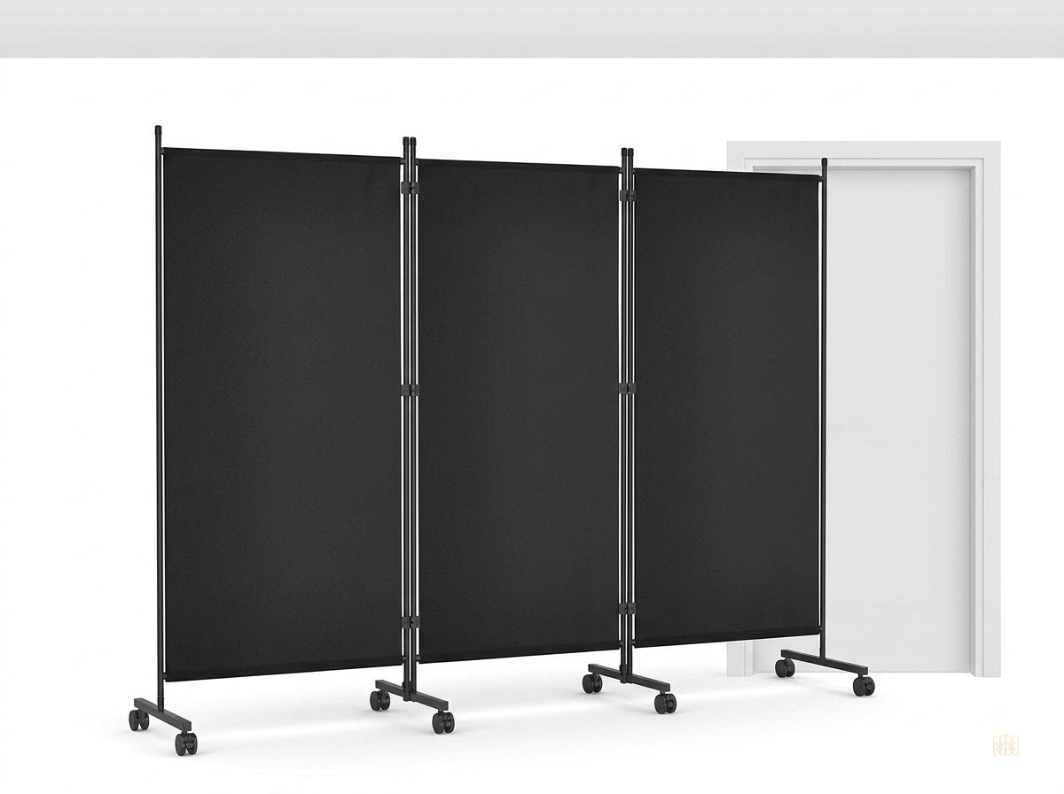 Paravent 3 panneaux tissu roulettes 260x180 - fond blanc