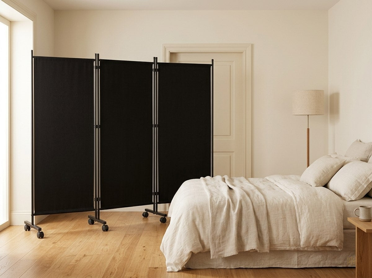 Paravent 3 panneaux tissu roulettes 260x180 - vue lifestyle 2