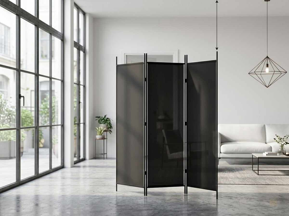 paravent 3 panneaux tissu translucide lumineux - lifestyle
