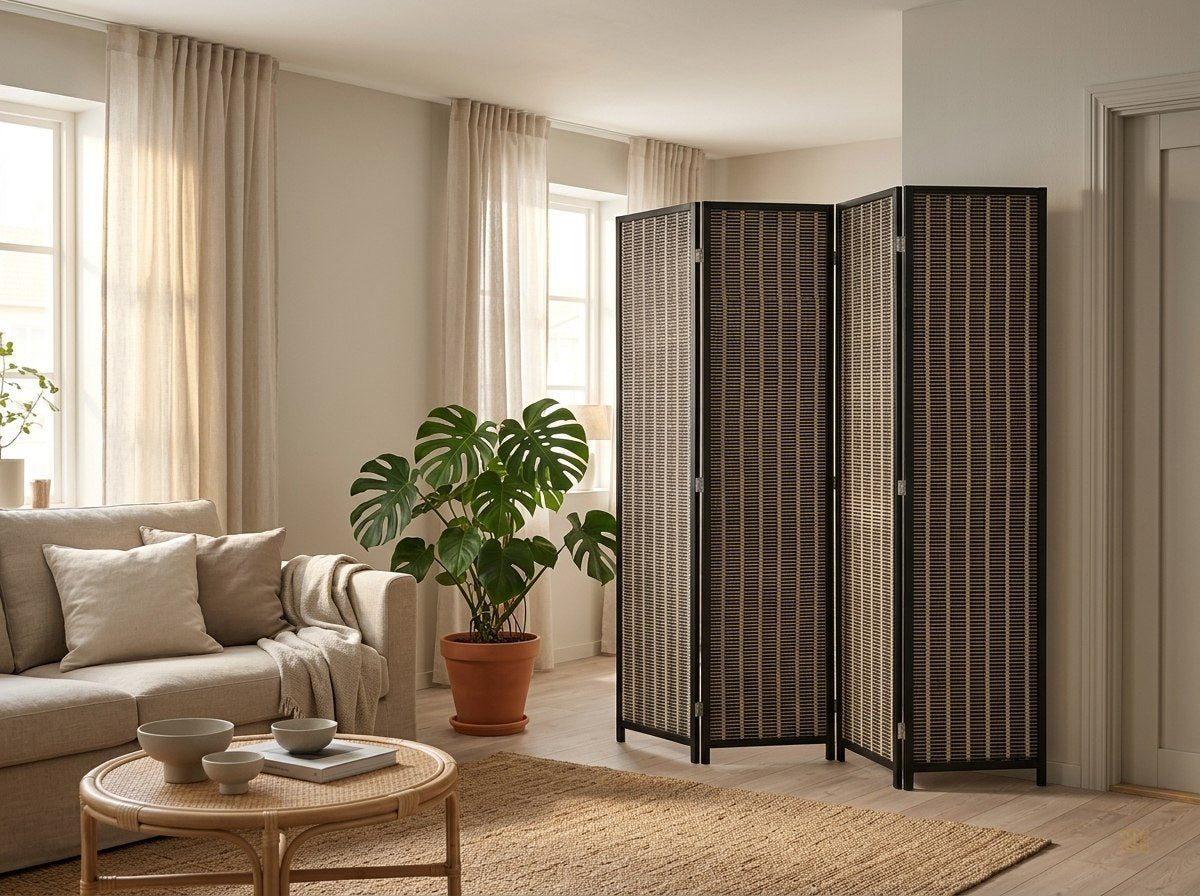 paravent 4 panneaux bambou carre 180x180 - lifestyle