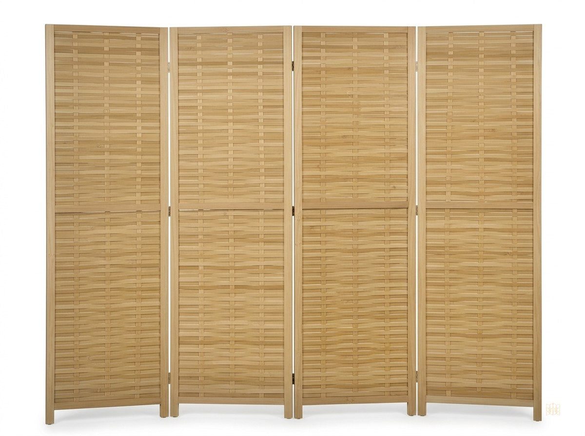 paravent 4 panneaux bambou cloison naturelle 160x170 - fondsblanc