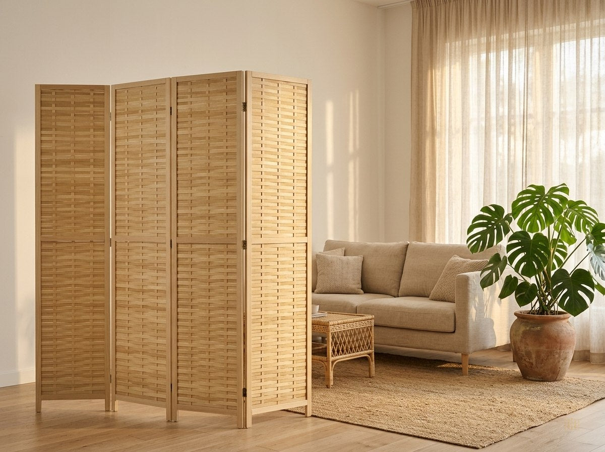 paravent 4 panneaux bambou cloison naturelle 160x170 - lifestyle