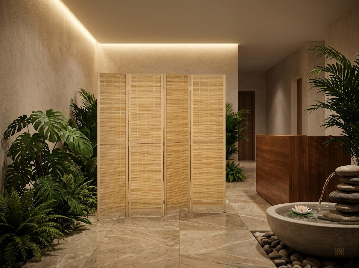 paravent 4 panneaux bambou cloison naturelle 160x170 - lifestyle2