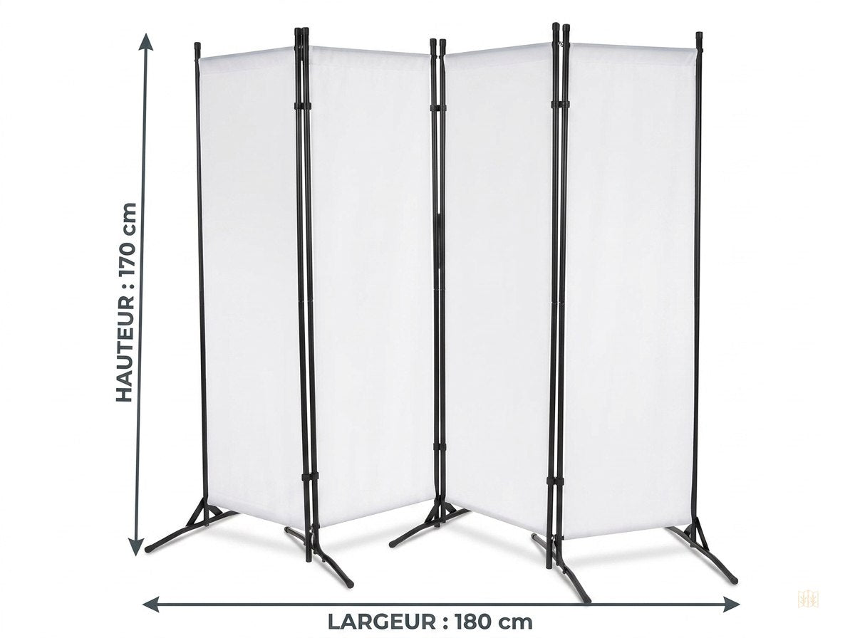 paravent 4 panneaux blanc separateur moderne - dimensions