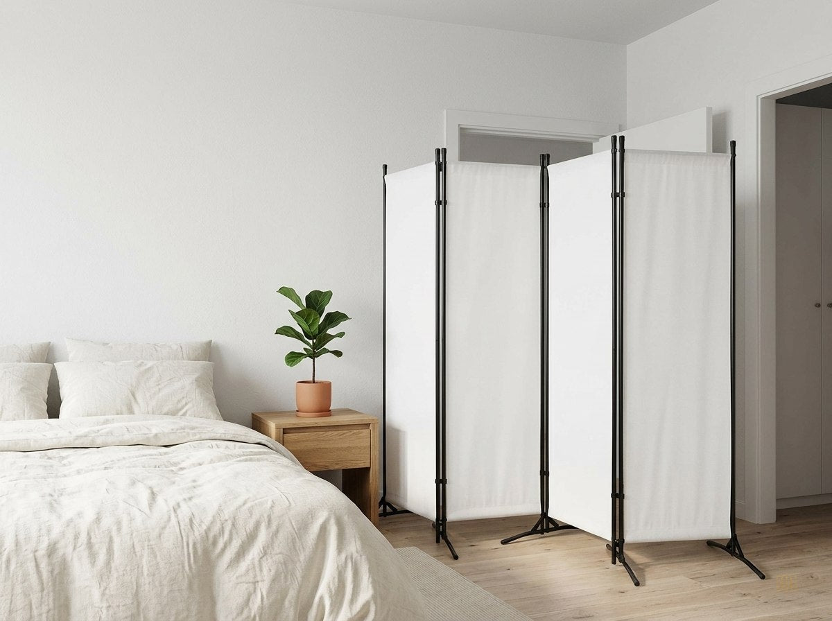 paravent 4 panneaux blanc separateur moderne - lifestyle