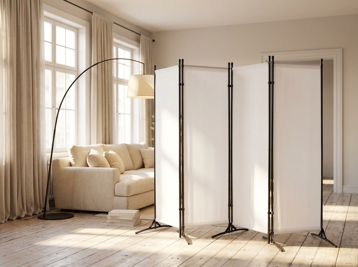 paravent 4 panneaux blanc separateur moderne - lifestyle2