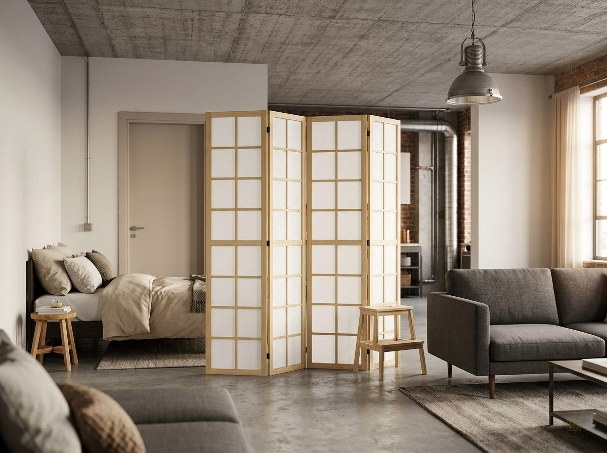 paravent 4 panneaux portable leger 160x170 - lifestyle2