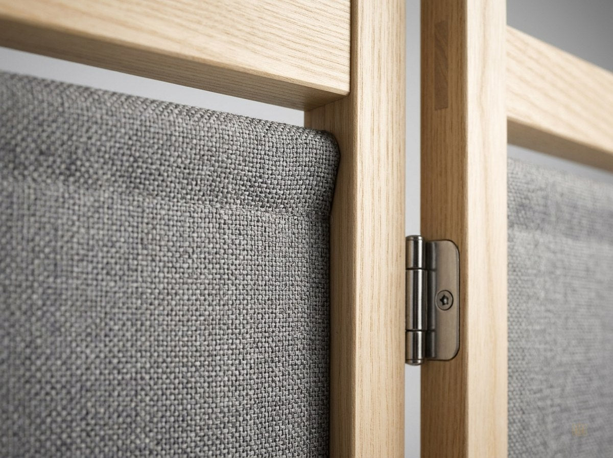 paravent 4 panneaux tissu gris acoustique 240x170 - detail