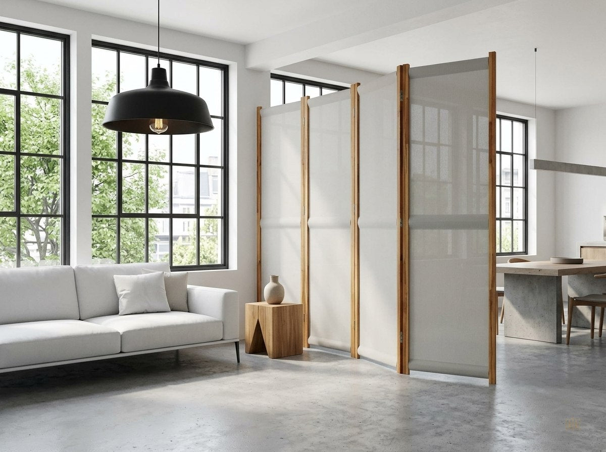 paravent 4 panneaux tissu gris clair 280x180 - lifestyle