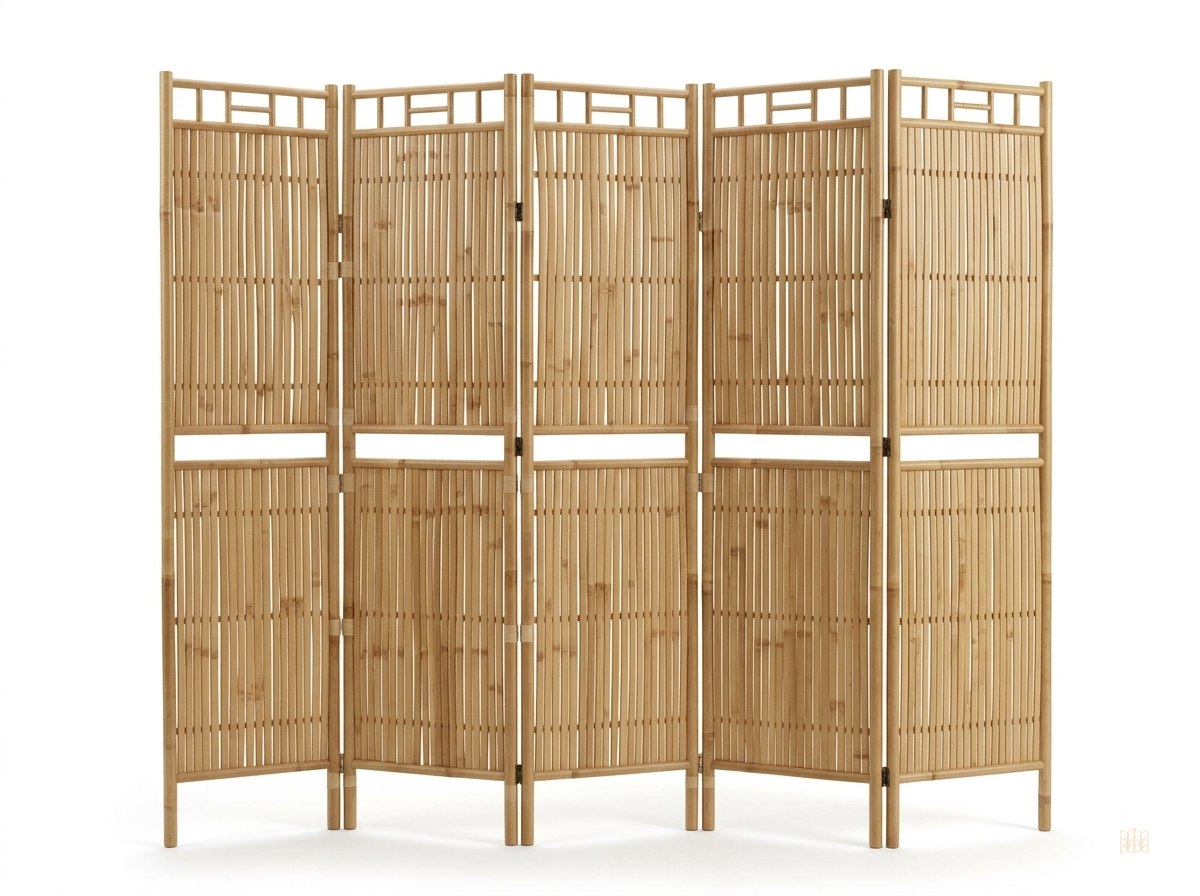 paravent 5 panneaux bambou resistant 200x180 - fondsblanc