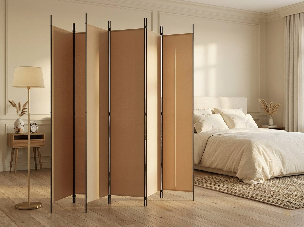 paravent 5 panneaux tissu beige 250x220 - lifestyle2