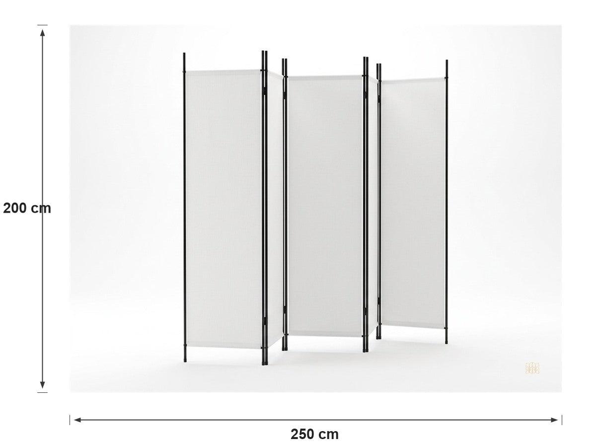 Paravent 5 Panneaux Tissu Blanc 250×200 cm