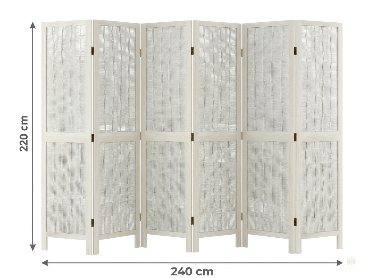 paravent 6 panneaux blanc paulownia hauteur au choix - dimensions