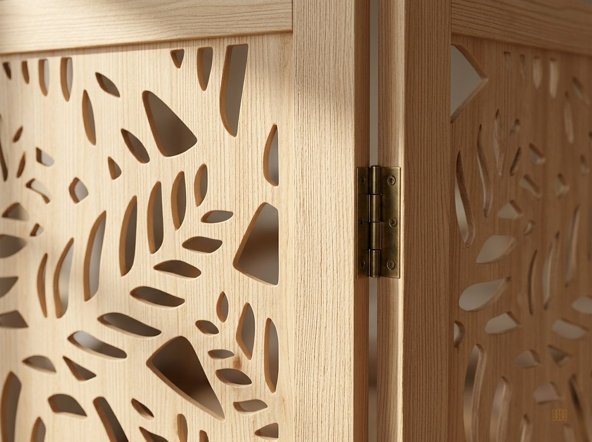 Paravent 6 panneaux bois sculpté cloison 170cm - détail