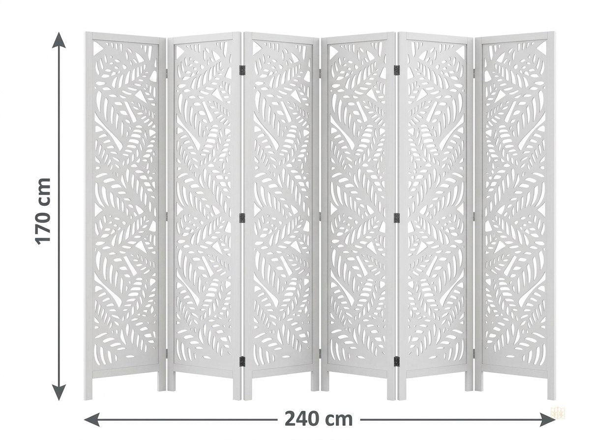 Paravent 6 panneaux bois sculpté cloison 170cm - dimensions