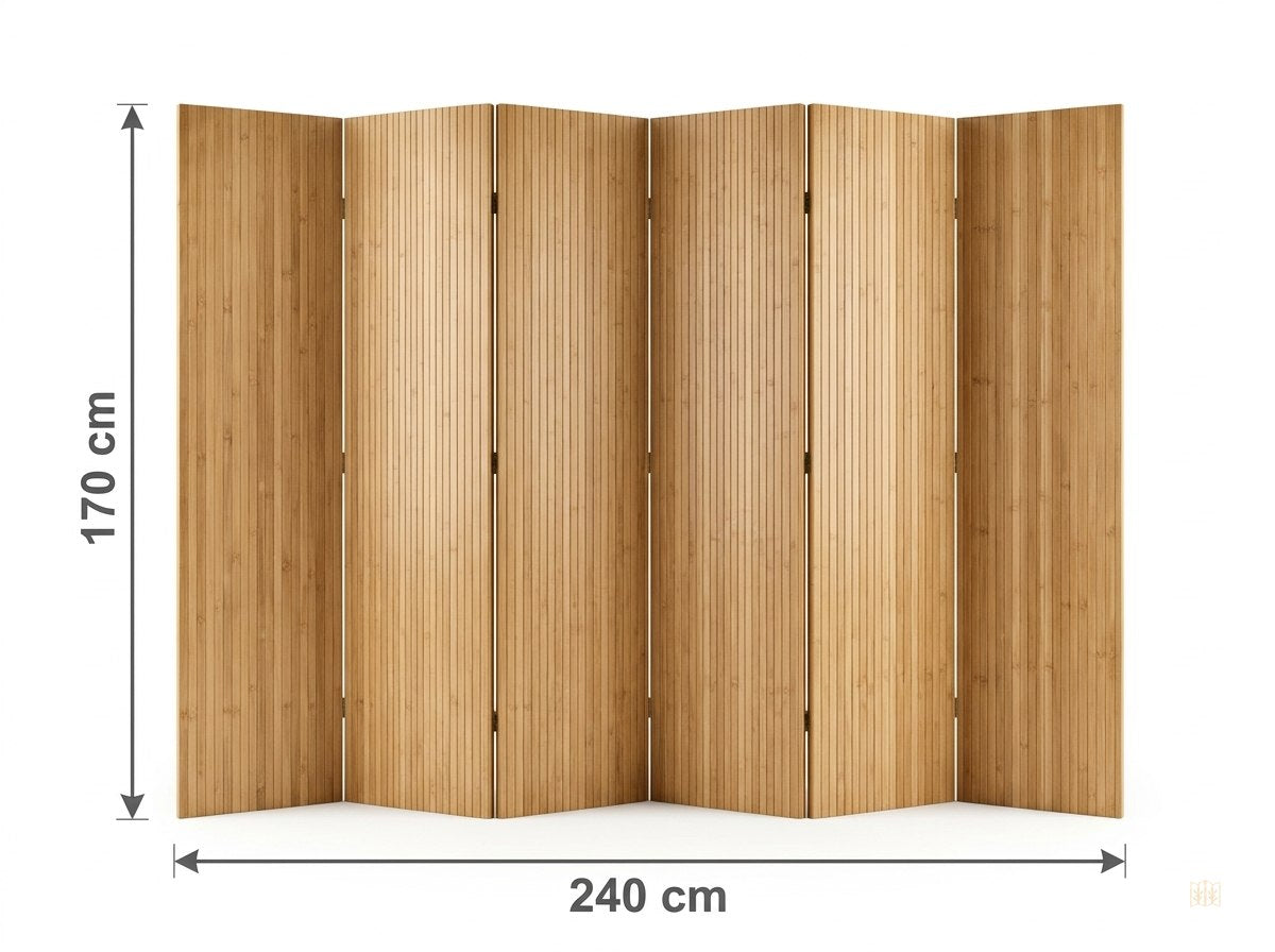 paravent bambou naturel grande largeur 250x165 - dimensions